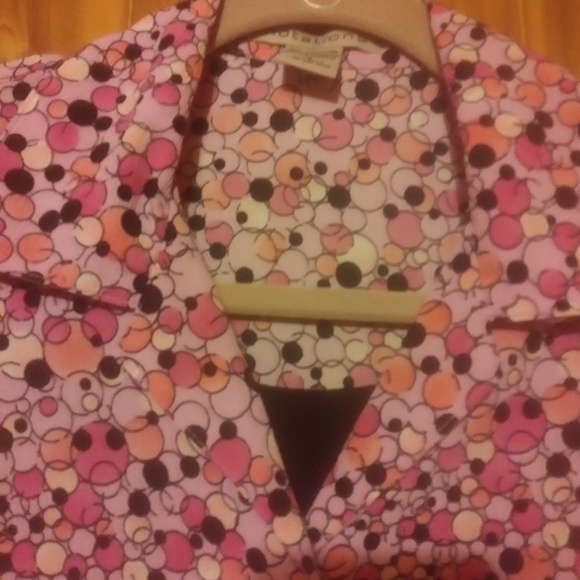 *NOTATIONS PINK and BROWN PRINT 2-IN-1 BLOUSE - Picture 4 of 8